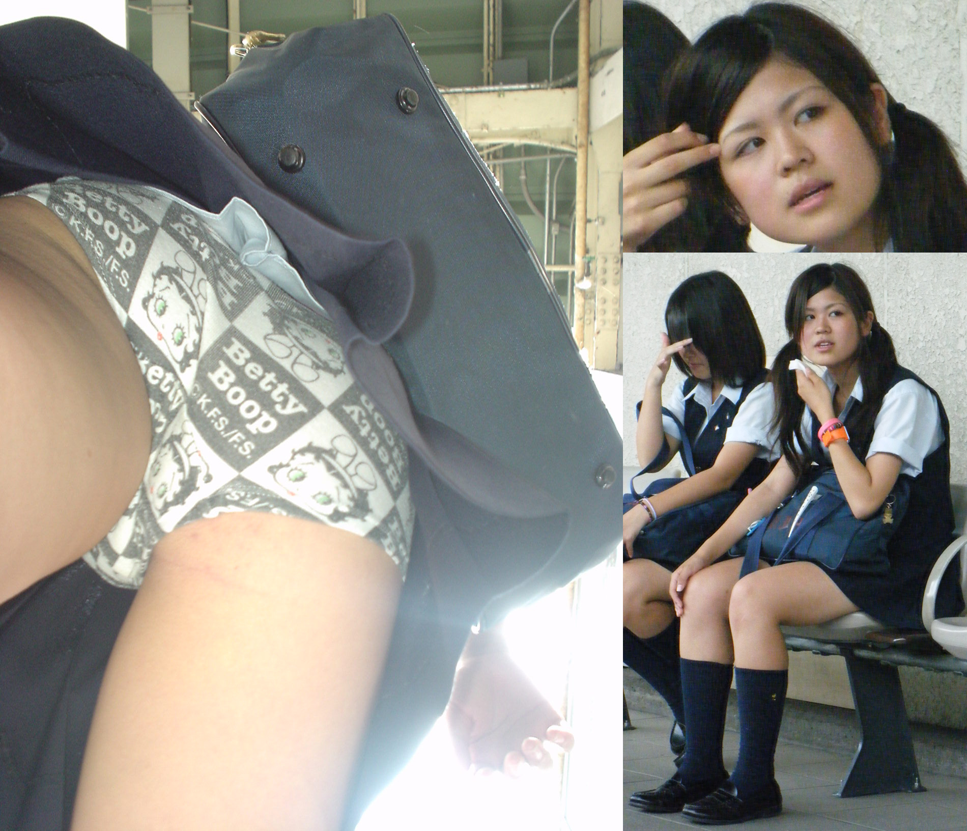 生パンと同時に可愛いお顔も撮られた女子高生の逆さΣp[◎]Дﾟ⊂⌒｀つﾊﾟｼｬｯ 街撮りJK逆さ盗撮画像！ - 街撮り素人のエロ画像